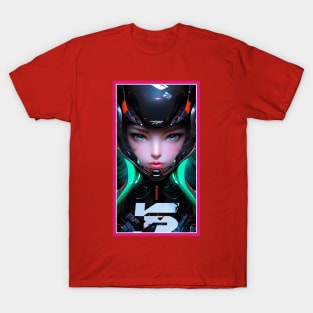 Anime Race Girl | Quality 3D Anime Artwork | Pink Red Black Blue Chibi Manga Anime Art T-Shirt